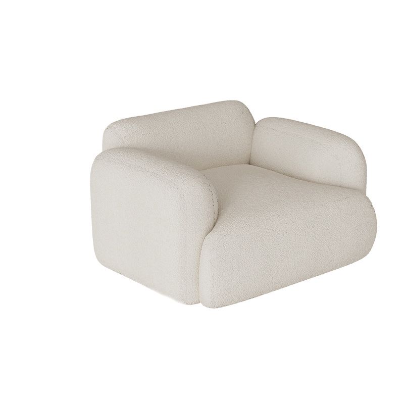 Contemporary 27.5" H White/ Brown Fleece Square Arm Sofa For Living Room