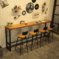 Brown Modern Style Rectangle Bar Table in Metal and Wood Table Cafe Bar Table Clearhalo 'Bar Furniture' 'Bar Tables' 'bar_tables' 'furn' 'furn_bar_tables' 'Furniture' 'furniture_bar_tables' 'Kitchen & Dining Furniture' 1200x1200_992b2db7-6703-4490-a8c0-8f6b8338242b