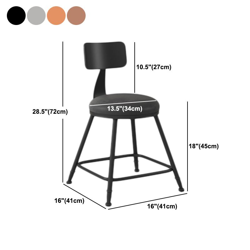 Industrial Armless Backrest Counter Stool Iron Dining Room Bar Stool with Seat and Pedal