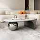 Oval Stone Top Coffee Table with Steel Base 51.18" Long 27.56" Wide Clearhalo 'Coffee & Accent Tables' 'Coffee Tables' 'coffee_tables' 'furn' 'furn_coffee_tables' 'Furniture' 'Living Room Furniture' 1200x1200_992e5c3f-f4f1-4aba-a73e-3e17317335e0