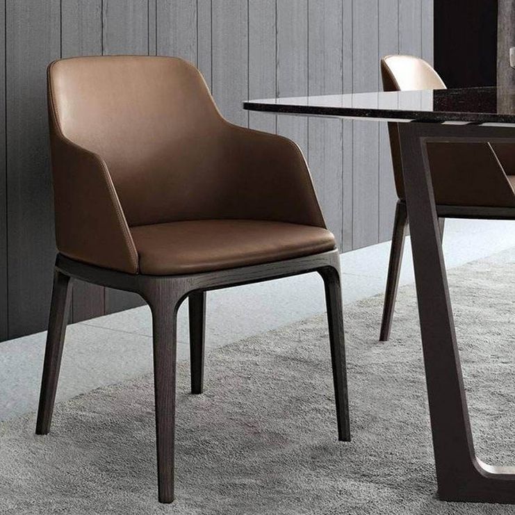 Sedia da pranzo marrone contemporanea sedia da pranzo in legno di quercia nera