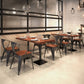 Mesa de comedor de madera sólida mesa de comedor cuadrado de estilo industrial con base de pedestal
