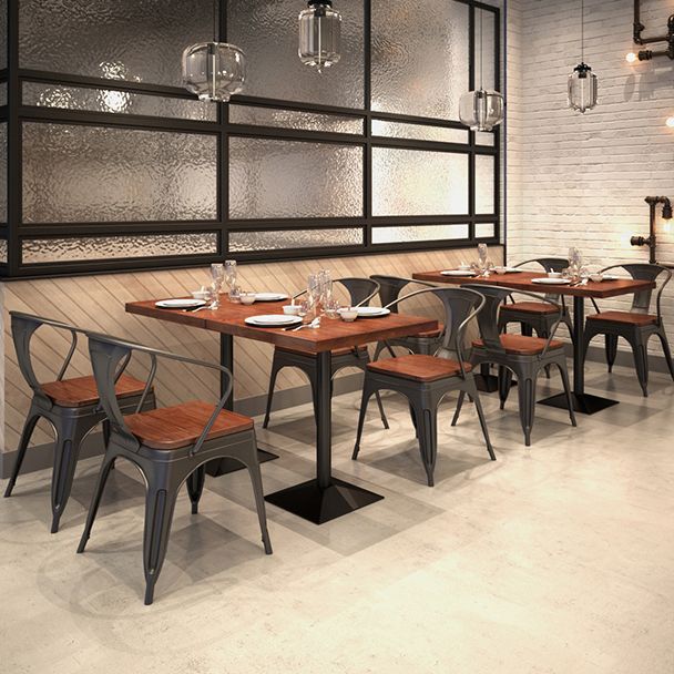 Mesa de comedor de madera sólida mesa de comedor cuadrado de estilo industrial con base de pedestal