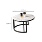 Slate Coffee Table Oval Nesting Coffee Table Set with Metal Legs