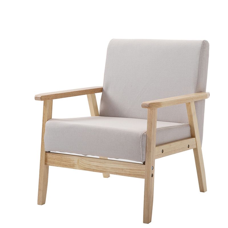 Solid Wood Solid Color Sofa Stationary Sewn Pillow Back Settee for Living Room