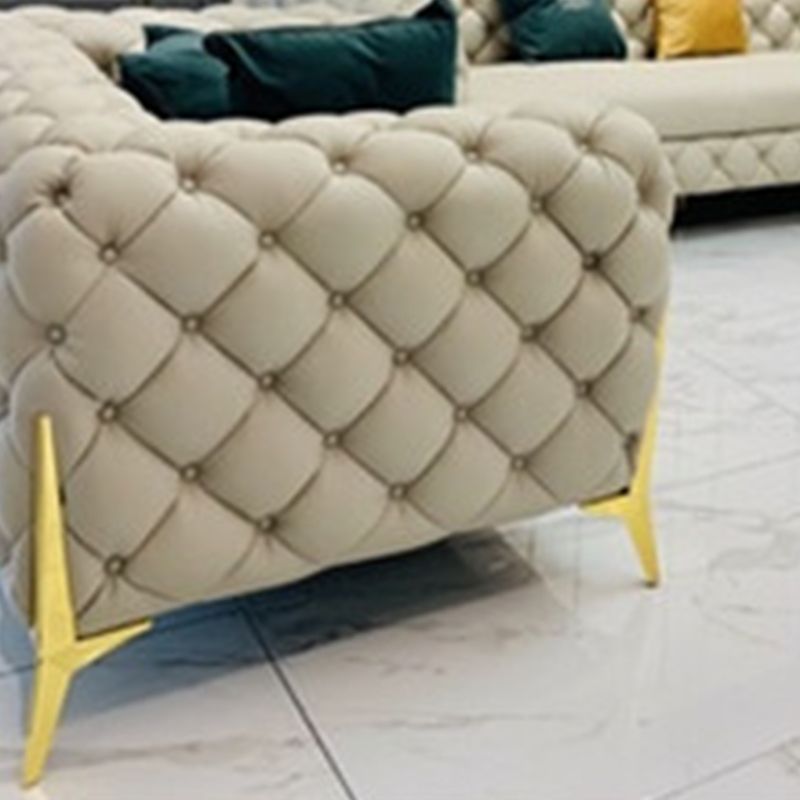 コンテンポラリータフトソファ30.31 "高フェイクレザータキシードアームソファソファ