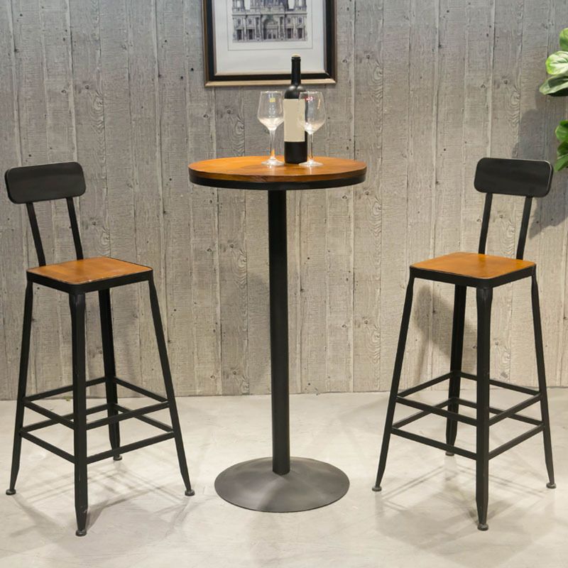 Industrial Circular Solid Wood Bar Table Set 1/2/3/5 Pieces Counter Table with High Stools Clearhalo 'Bar Furniture' 'furn' 'furn_home_bar_bar_sets' 'Furniture' 'Home Bars & Bar Sets' 'home_bar_bar_sets' 'Kitchen & Dining Furniture' 1200x1200_99393937-ee77-4391-85fb-e20d074a3772