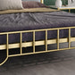 Glam -standaardbed met rechthoekig paneelhoofdeinde en metalen benen bed