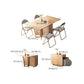 Mesa de comedor rectangular de madera natural, mesa plegable con base de almacenamiento