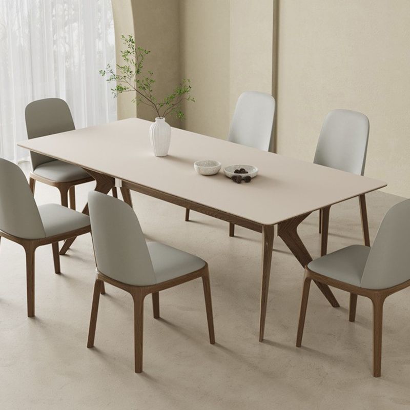 Simplicity Style Dinette Table Rectangle Stone Dinner Table in White Clearhalo 'Dining Tables & Seating' 'Dining Tables' 'dining_table' 'furn' 'furn_dining_table' 'Furniture' 'Kitchen & Dining Furniture' 1200x1200_993a8475-e710-4735-b39e-03dc1fda0233