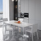 Modern Rectangle Dining Table Stone Top Metal Tripod Base Dining Table Clearhalo 'Dining Tables & Seating' 'Dining Tables' 'dining_table' 'Furniture' 'furniture_dining_table' 'Kitchen & Dining Furniture' 1200x1200_993e2188-7526-4a18-a706-c7c35f071262
