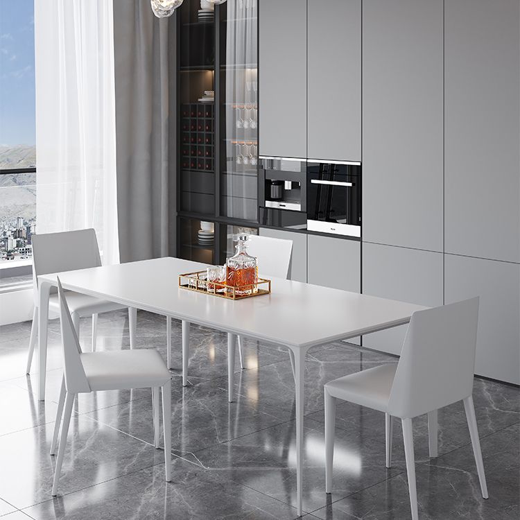 Modern Rectangle Dining Table Stone Top Metal Tripod Base Dining Table Clearhalo 'Dining Tables & Seating' 'Dining Tables' 'dining_table' 'Furniture' 'furniture_dining_table' 'Kitchen & Dining Furniture' 1200x1200_993e2188-7526-4a18-a706-c7c35f071262
