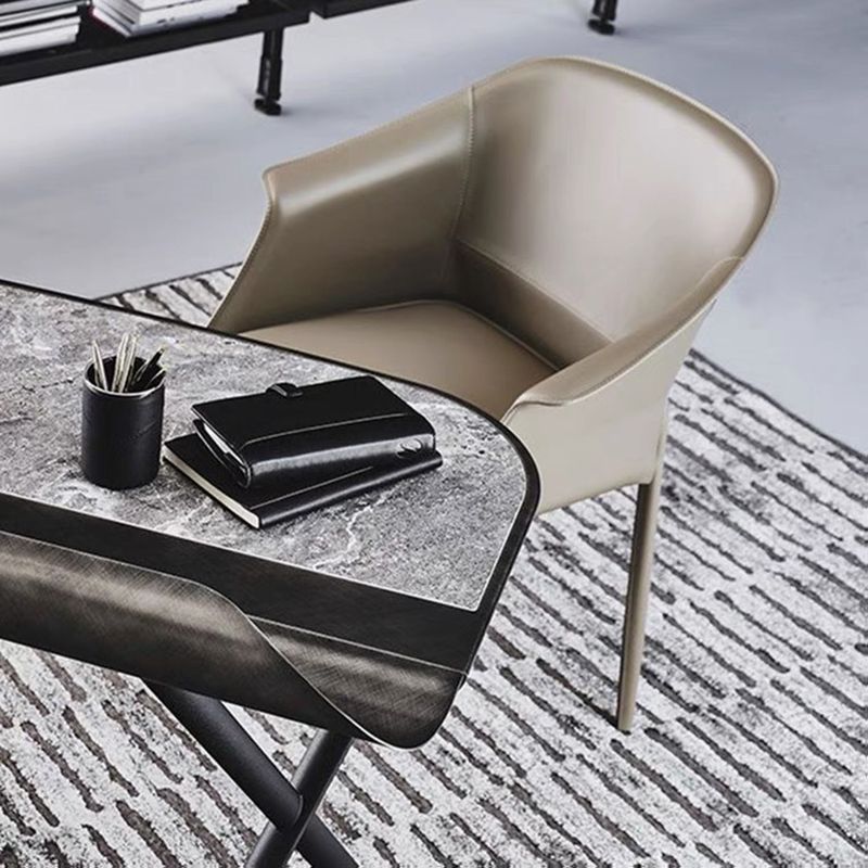 Moderne stijl armstoel leer binnen eetkamerstoel voor thuisgebruik