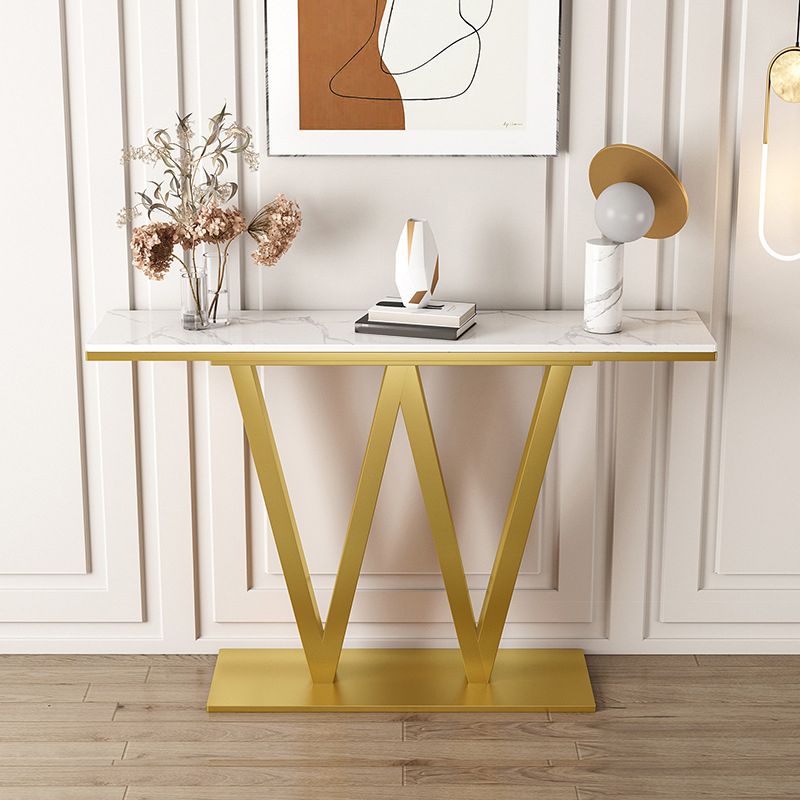 Table de sofá de la consola de hierro contemporánea Tabla de acento de consola de mármol rectángulo para el salón