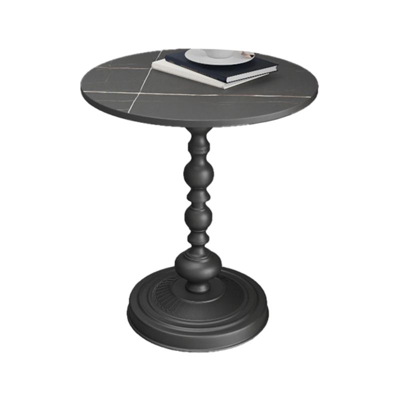 Mesa de esquina de pedestal moderna mesa lateral de pizarra redonda para sala de estar