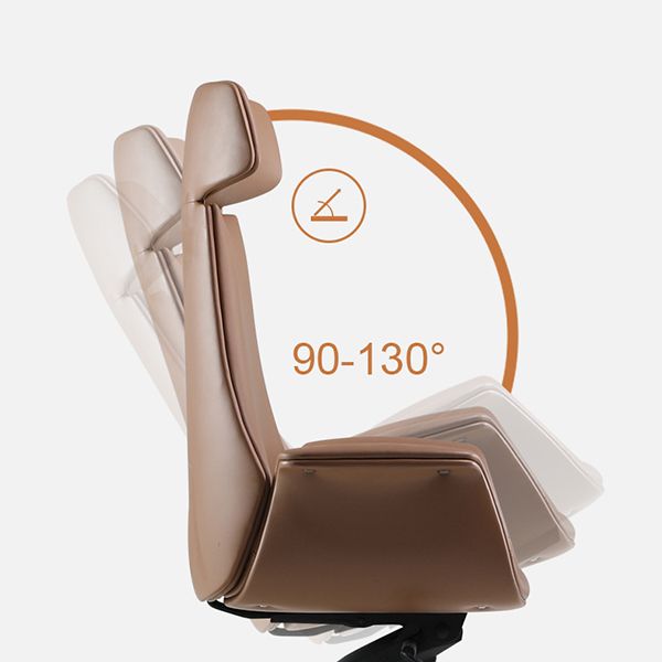 Contemporary Arm Chair Fixed Arms Adjustable Seat Height Brown Leather Office Chair Clearhalo 'furn' 'furn_office_chair' 'Furniture' 'Office Chairs' 'Office Furniture' 'office_chair' 1200x1200_9940529b-a890-4659-8c54-d8f7fbd1e632