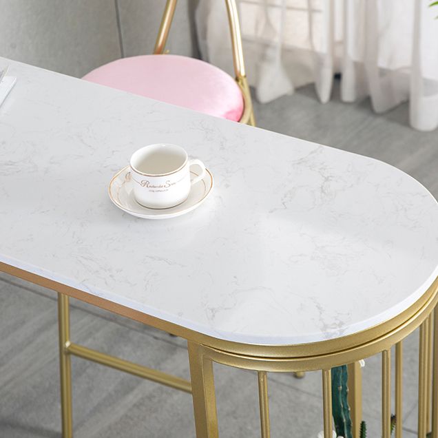 Gold Glam Style Table in Faux Marble Bar Table with Metal Base for Kitchen Clearhalo 'Bar Furniture' 'Bar Tables' 'bar_tables' 'furn' 'furn_bar_tables' 'Furniture' 'furniture_bar_tables' 'Kitchen & Dining Furniture' 1200x1200_9940ce02-a05d-4cc0-8245-f3207780e598