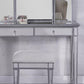 2 Drawers Mirrored Makeup Table and Stool Set Vanity for Women in Silver Clearhalo 'Bedroom Furniture' 'furn' 'furn_makeup_vanities' 'Furniture' 'Makeup Vanities' 'makeup_vanities' 1200x1200_99410e5d-42cf-465a-877f-95eaee94804b