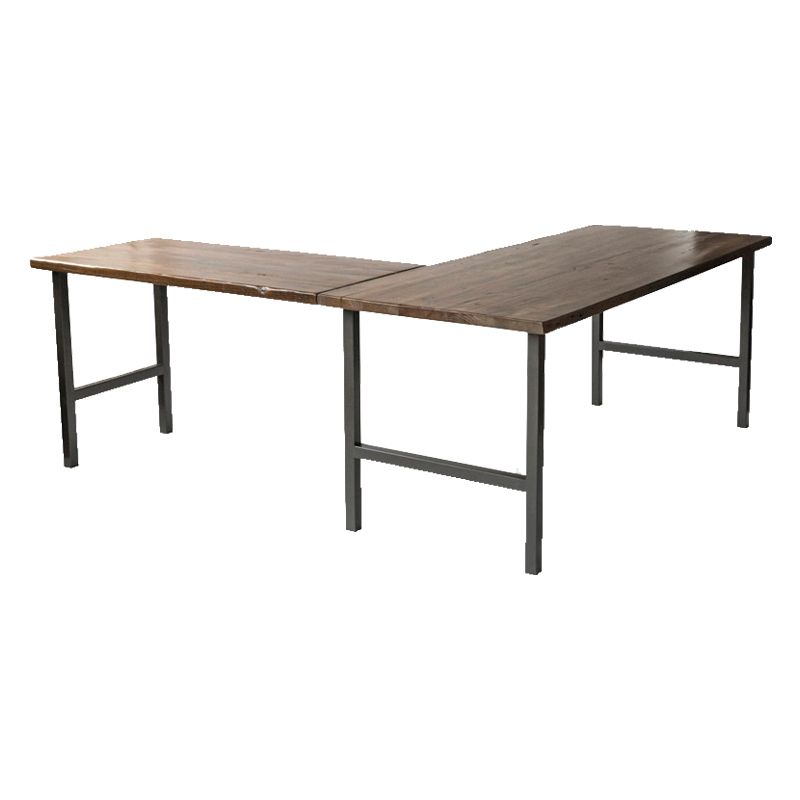 Brown and Black Writing Desk Industrial H-Shape Office Desk Pine Clearhalo 'furn' 'furn_office_desk' 'Furniture' 'Office Desks' 'Office Furniture' 'office_desk' 1200x1200_994239a8-9705-4b26-af5c-1ed2618430f1