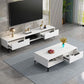 16 - Inch H Wood / Stone TV Console , Minimalist TV Cabinet - Grey / White Clearhalo 'furn' 'furn_tv_stands_entertainment_centers' 'Furniture' 'Living Room Furniture' 'TV Stands & Entertainment Centers' 'TV Stands & Media Storage Furniture' 'tv_stands_entertainment_centers' 1200x1200_9942ed67-dc60-4e3d-a0c5-1ae437fb8a5f