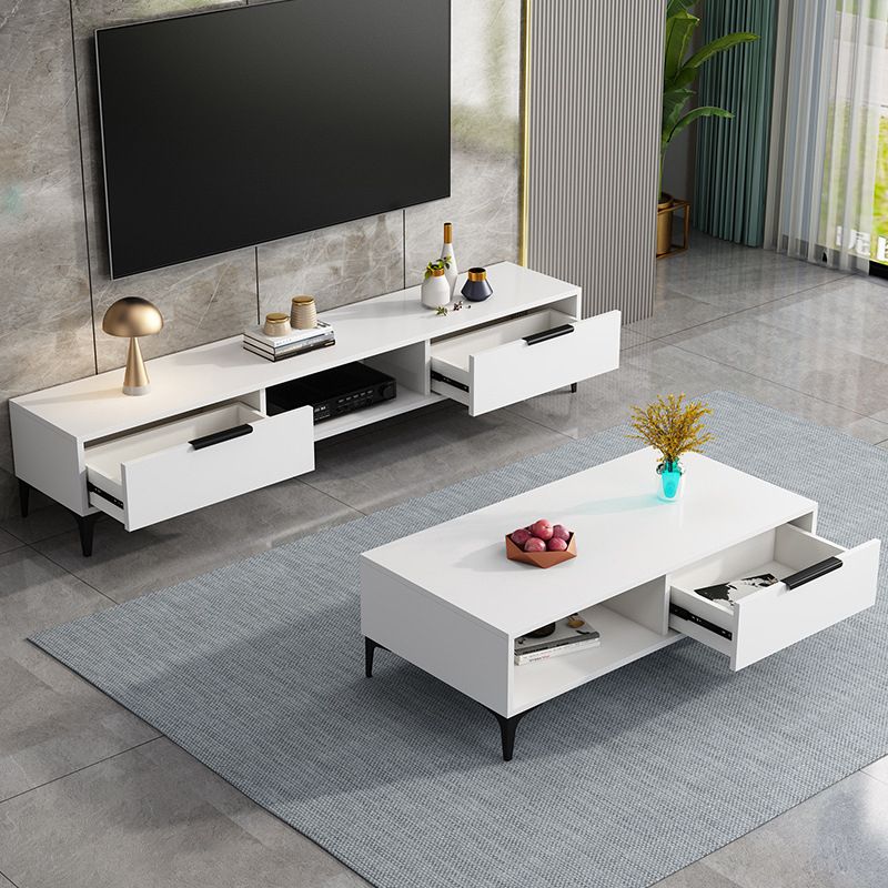 16 - Inch H Wood / Stone TV Console , Minimalist TV Cabinet - Grey / White Clearhalo 'furn' 'furn_tv_stands_entertainment_centers' 'Furniture' 'Living Room Furniture' 'TV Stands & Entertainment Centers' 'TV Stands & Media Storage Furniture' 'tv_stands_entertainment_centers' 1200x1200_9942ed67-dc60-4e3d-a0c5-1ae437fb8a5f