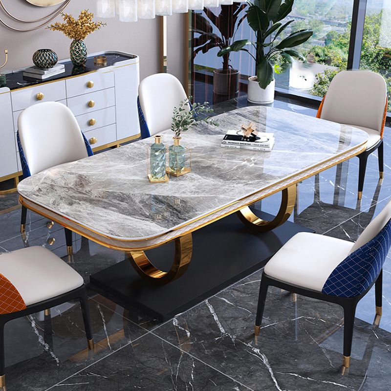 Luxury Sintered Stone Dining Table Rectangle Table with Gold Metal Pedestal Clearhalo ' dining_table' 'Dining Tables & Seating' 'Dining Tables' 'furn' 'furn_dining_table' 'Furniture' 'furniture_dining_table' 'Kitchen & Dining Furniture' 'kitchen&dining_furn' 'kitchen' 'kitchen_dining_table' 1200x1200_99432892-0400-494f-859e-9a731d13f231