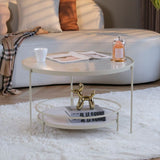 Modern Glass Top Coffee Table Round Metal Frame Cocktail Table Clearhalo 'Coffee & Accent Tables' 'Coffee Tables' 'coffee_tables' 'furn' 'furn_coffee_tables' 'Furniture' 'Living Room Furniture' 1200x1200_9944e16e-2bc5-4ddf-8db1-caea7cba069b