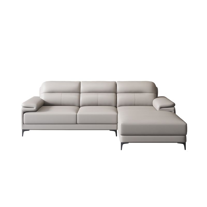Contemporary Light Grey Sofa with Pillow Top Arm for Apartment 35.43" Clearhalo 'furn' 'furn_sectionals' 'Furniture' 'furniture_sectionals' 'kitchen' 'kitchen_sectionals' 'Living Room Furniture' 'Sectionals' 1200x1200_994592c7-90fb-461a-820d-b8b18ff52386