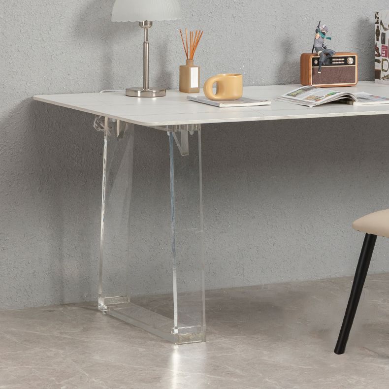 Sintered Stone Top Dining Table Rectangle Dining Table with Acrylic Double Pedestal Base Clearhalo ' dining_table' 'Dining Tables & Seating' 'Dining Tables' 'furn' 'furn_dining_table' 'Furniture' 'furniture_dining_table' 'Kitchen & Dining Furniture' 'kitchen&dining_furn' 'kitchen' 'kitchen_dining_table' 1200x1200_9948825d-c2fa-4da8-b2a6-3aa9462d9c4a
