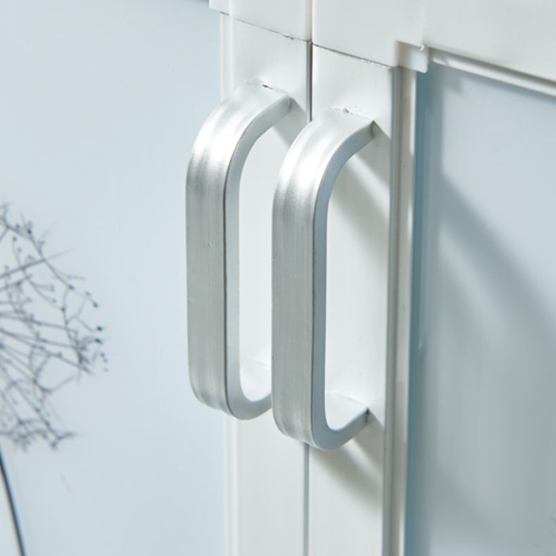 Metal Kitchen Open Storage Buffet Sideboard White Glass Doors Side Board Clearhalo 'buffet_sideboard' 'Buffets & Sideboards' 'furn' 'furn_buffet_sideboard' 'Furniture' 'furniture_buffet_sideboard' 'Kitchen & Dining Furniture' 1200x1200_994912fe-3b98-4dc4-a505-148dc14e390d