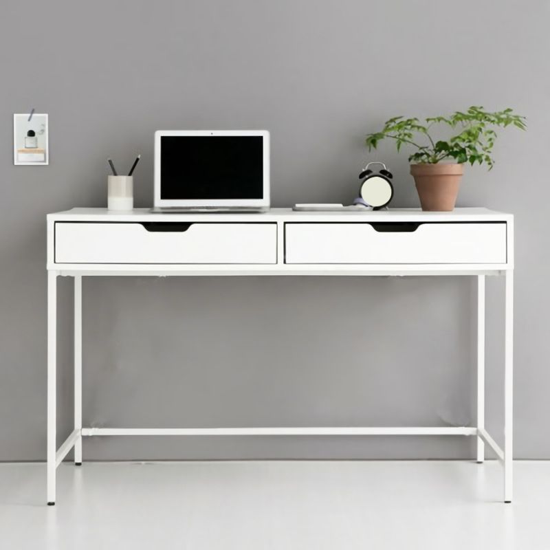 Rectangular Engineered Wood Writing Desk Contemporary Bedroom Office Desk with Drawers