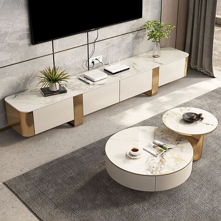 Wall Mounted TV Console Contemporary White Stone Media Console Clearhalo 'furn' 'furn_tv_stands_entertainment_centers' 'Furniture' 'Living Room Furniture' 'TV Stands & Entertainment Centers' 'TV Stands & Media Storage Furniture' 'tv_stands_entertainment_centers' 1200x1200_994afb92-e46c-49d6-a966-14c1a3b487a6