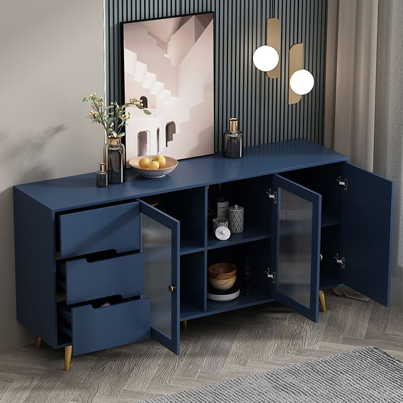 3-Drawer Engineered Wood Sideboard Modern Glass Doors Cabinets Credenza for Living Room Clearhalo 'buffet_sideboard' 'Buffets & Sideboards' 'furn' 'furn_buffet_sideboard' 'Furniture' 'furniture_buffet_sideboard' 'Kitchen & Dining Furniture' 1200x1200_994bbbd7-f574-4fc0-a224-dd0ce8697958