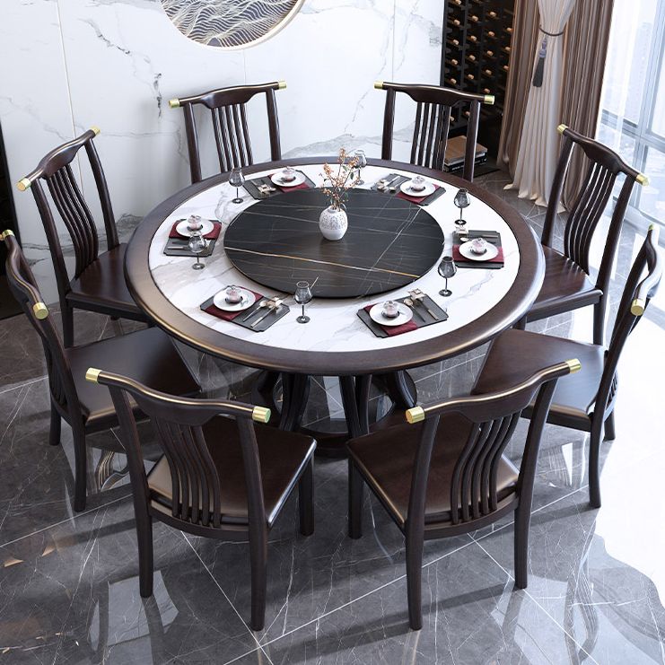 Round Dining Table with Wooden Pedestal Tradition Dinette Table for Home Clearhalo 'Dining Tables & Seating' 'Dining Tables' 'dining_table' 'furn' 'furn_dining_table' 'Furniture' 'Kitchen & Dining Furniture' 1200x1200_994c7029-7230-4b3d-859b-fdfc9f92377b