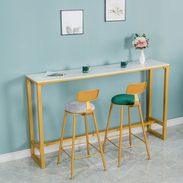 Cafe Footrest Counter Height Dining Table Rectangle Glam Marble Bar Stool Table