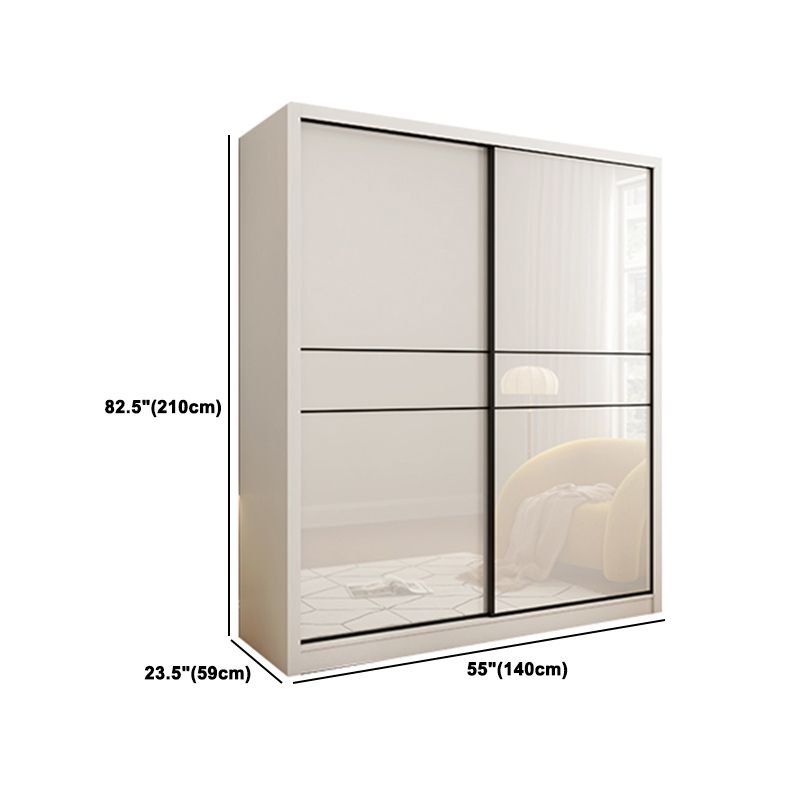 White Mirrored Finish Wardrobe Cabinet Modern Engineered Wood Wardrobe Clearhalo 'Armoires & Wardrobes' 'armoires_wardrobes' 'Bedroom Furniture' 'furn' 'furn_armoires_wardrobes' 'Furniture' 1200x1200_994eadd5-c806-4aeb-99d6-b6ddc0a62832