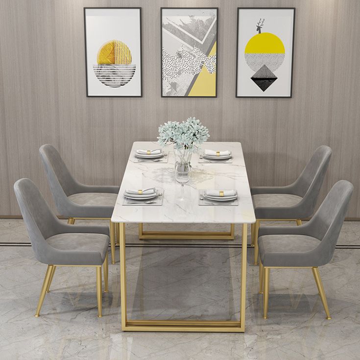 Glam Style 1/2/5 Pieces Dining Set White-gold Table Kitchen Set for Dining Room Clearhalo 'Dining Room Sets' 'Dining Tables & Seating' 'dining_room_set' 'furn' 'furn_dining_room_set' 'Furniture' 'furniture_dining_room_set' 'Kitchen & Dining Furniture' 'kitchen&dining_furn' 'kitchen' 1200x1200_994f6293-2f6f-4734-abef-42108d6be81d