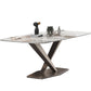 Modern Sintered Stone Dining Table Rectangle Table with Metal Pedestal Base Clearhalo 'Dining Tables & Seating' 'Dining Tables' 'dining_table' 'furn' 'furn_dining_table' 'Furniture' 'Kitchen & Dining Furniture' 1200x1200_9951bdfe-c98d-42c3-b7ec-b2413e063cdc