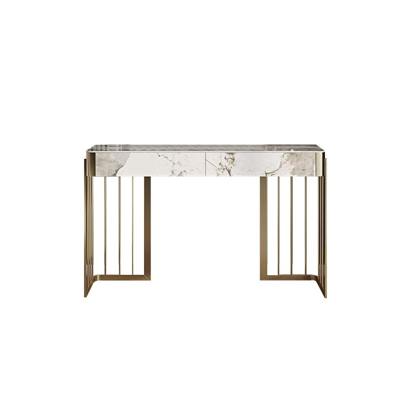 Luxurious Makeup Vanity Set Stone Top Dressing Table Stool Set