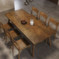 Mesa de comedor estilo simplicidad, mesa de comedor rectangular de madera maciza, color marrón