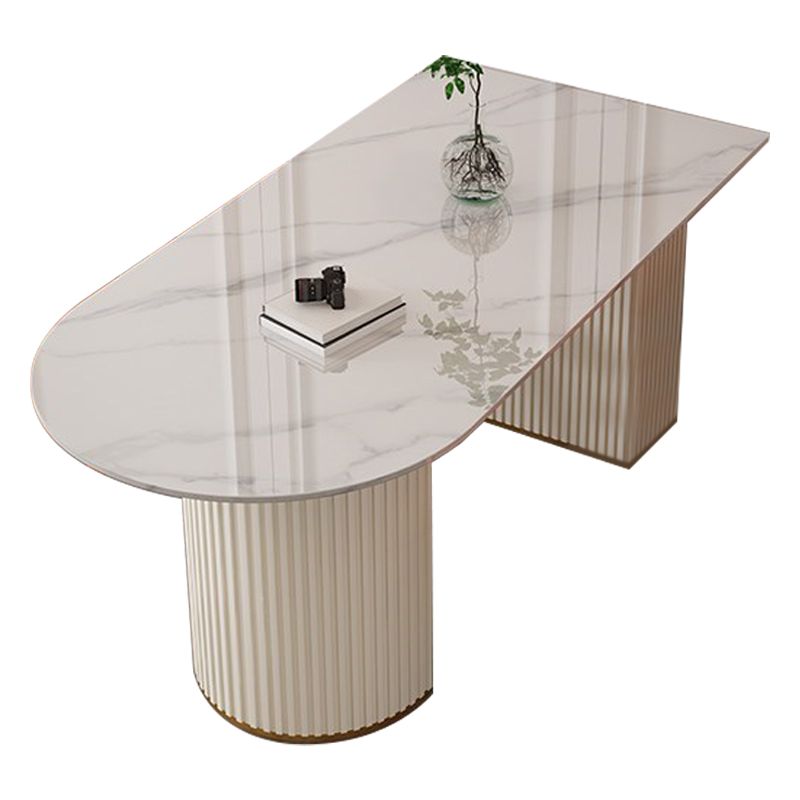 Sintered Stone White Table for Restaurant Modern Dining Table with Double Pedestal Base Clearhalo ' dining_table' 'Dining Tables & Seating' 'Dining Tables' 'furn' 'furn_dining_table' 'Furniture' 'furniture_dining_table' 'Kitchen & Dining Furniture' 'kitchen&dining_furn' 'kitchen' 'kitchen_dining_table' 1200x1200_99555e67-5a7d-4340-9299-97939fe89a45