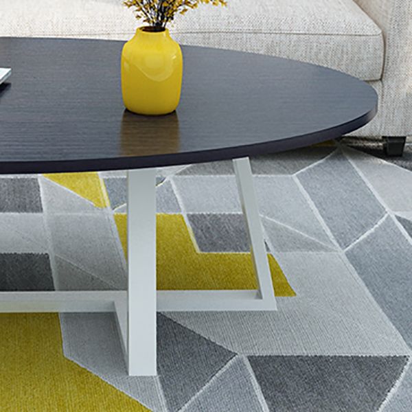 Metal Cross Legs Cocktail Table Wooden Oval Top Coffee Table Clearhalo 'Coffee & Accent Tables' 'Coffee Tables' 'coffee_tables' 'furn' 'furn_coffee_tables' 'Furniture' 'Living Room Furniture' 1200x1200_9955d9a4-c082-4bd3-9f87-7aa002c73c72