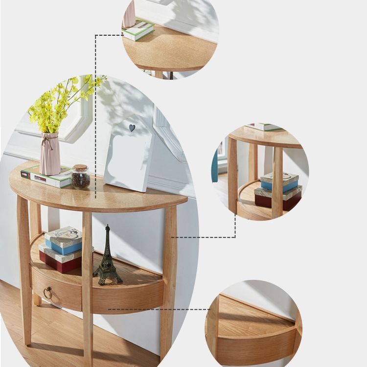 Tavolo da console a 4 gambe moderni di mezza luna moderna di mezza secolo in marrone