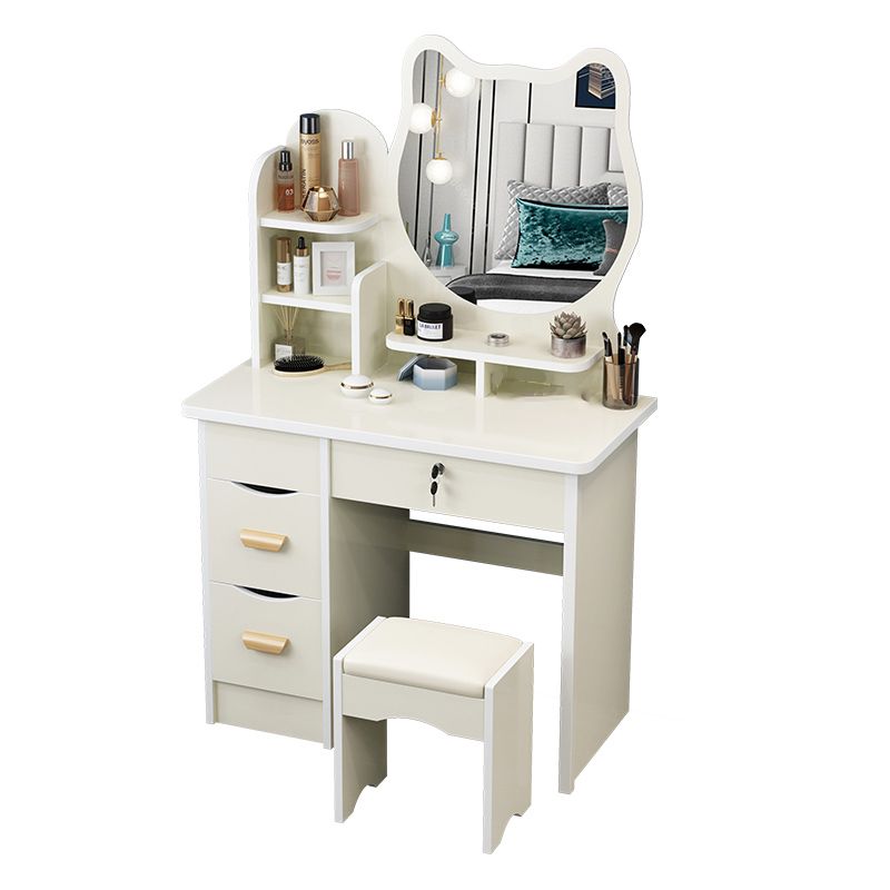 4 Drawers 31.5" Wide Vanity Set Nordic Wood Dressing Table with Stool and Mirror Clearhalo 'Bedroom Furniture' 'furn' 'furn_makeup_vanities' 'Furniture' 'Makeup Vanities' 'makeup_vanities' 1200x1200_99563e30-0b64-46fe-8cac-004c18b9727b