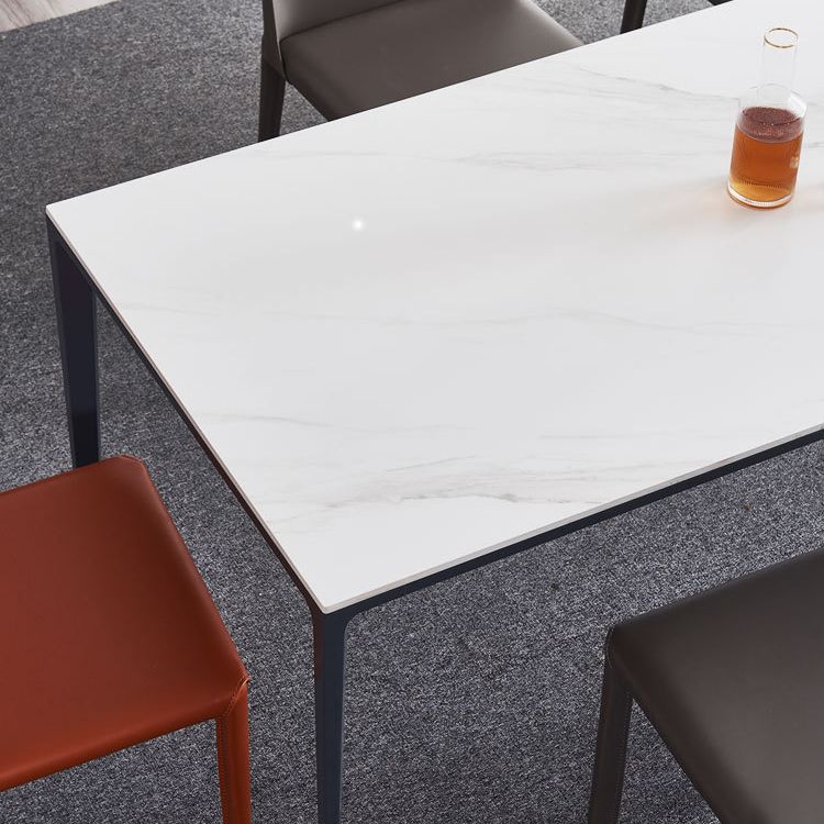 Mesa de comedor de piedra rectangular muebles modernos de 4 patas en acabado mate para interiores
