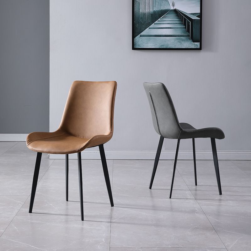 Silla lateral de cuero de casa contemporánea silla de comedor sólido de acabado mate