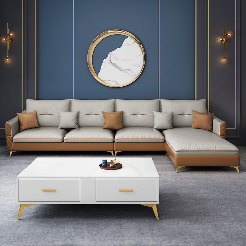 ARME SLOPED Sectional Sectional Modern 5 places en cuir en cuir