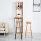 Mesa de bar rectangular, mesa moderna de madera maciza con altura y estantes