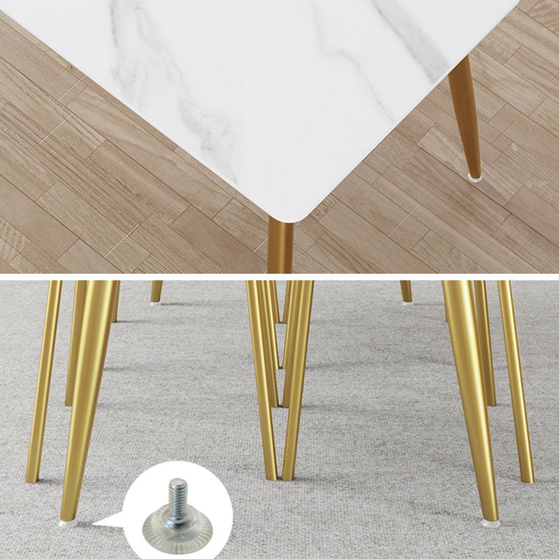 Modern Style White Rectangular Dining Set Kitchen Sintered Stone Dining Set with 4 Legs Table Clearhalo 'Dining Room Sets' 'Dining Tables & Seating' 'dining_room_set' 'furn' 'furn_dining_room_set' 'Furniture' 'furniture_dining_room_set' 'Kitchen & Dining Furniture' 'kitchen&dining_furn' 'kitchen' 1200x1200_995bd9dd-4fcc-4434-a44f-3bd4c86ddc68