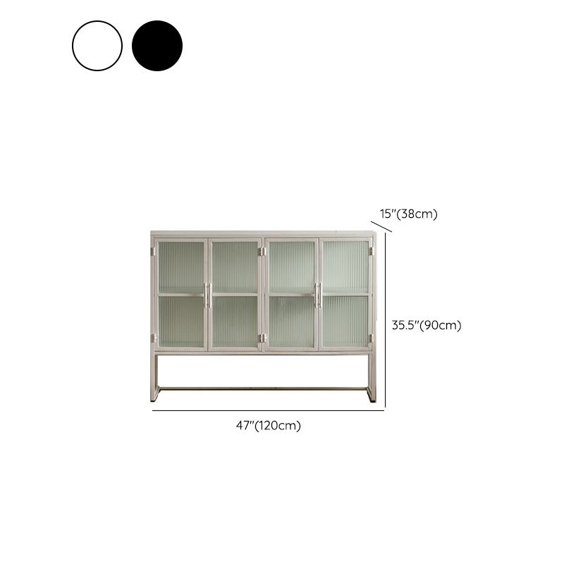 Industrial Metal Cabinet in White Distressed Chest with Glass Paned Clearhalo 'Cabinets & Chests' 'cabinets_chests' 'furn' 'furn_cabinets_chests' 'Furniture' 'Living Room Furniture' 1200x1200_995c6fdc-dd06-44f6-9a79-91c782eb168c